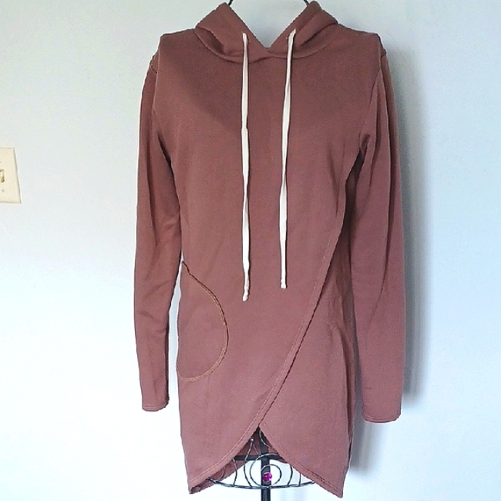 Magic Fit Hooded Tunic/Mini Dress with White Drawstrings